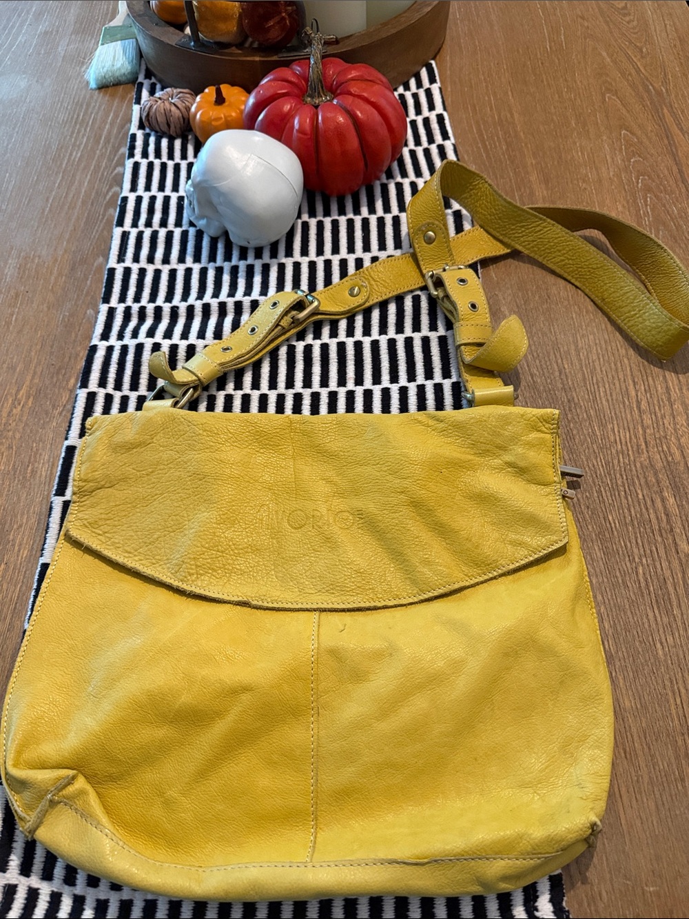 Yellow Leather Crossbody Bag - Unbranded